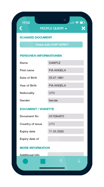 MOBILE SCAN SDK provides the captured data to the main app Mobile phone screen showing the result of a scan with MOBILE SCAN SDK, the captured data are provided automatically to the main app into which MOBILE SCAN SDK is integrated