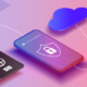Illustration of eKYC identity verification, depicting a passport, a mobile phone and a cloud symbol, all interconnected with dotted lines