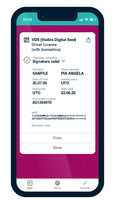 Visible Digital Seal With Biometric Data (VDS Bio)