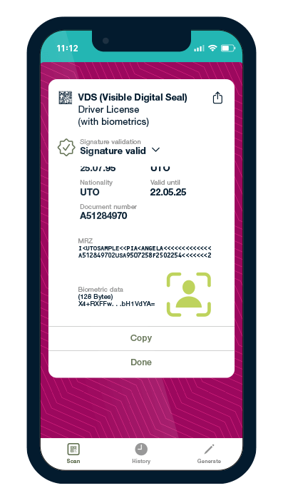 Visible Digital Seal With Biometric Data (VDS Bio)